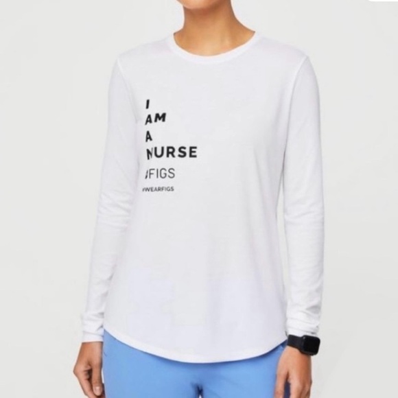 Figs White Long Sleeve Underscrub T- Shirt SZ Medium Super Soft Nurse NWT - Picture 10 of 10